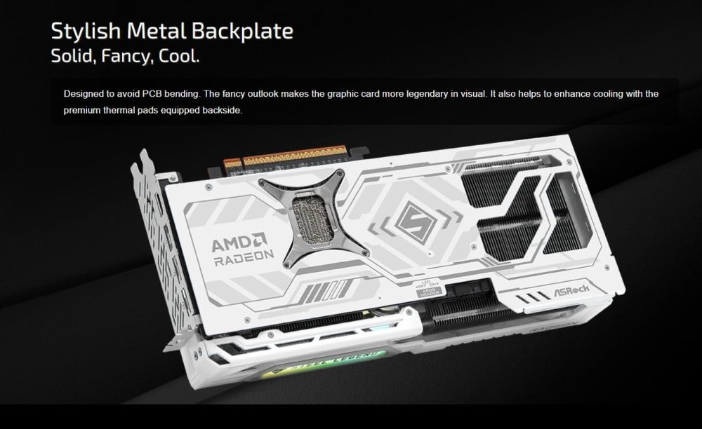 ASRock AMD Radeon RX 9070 XT Steel Legend 16GB White GPU 20Gbps GDDR6 256Bit (3rd Gen RT 2nd Gen AI Accelerators) PCIe5.0 800W 2x8-pin Triple Fan DP2.1a HDMI2.1b Graphics Card 2.9 Slot - Image 5