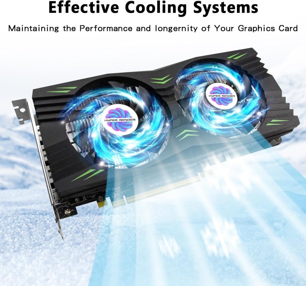 HyperRender RX 580 Graphics Card 8GB 2048SP GDDR5 256 Bit PC Gaming Video Card Computer Graphics Boards 3*DP 1*HDMI PCI Express 3.0 with Freeze Fan Stop for Desktop Computer GPU for Gaming PC - Image 5