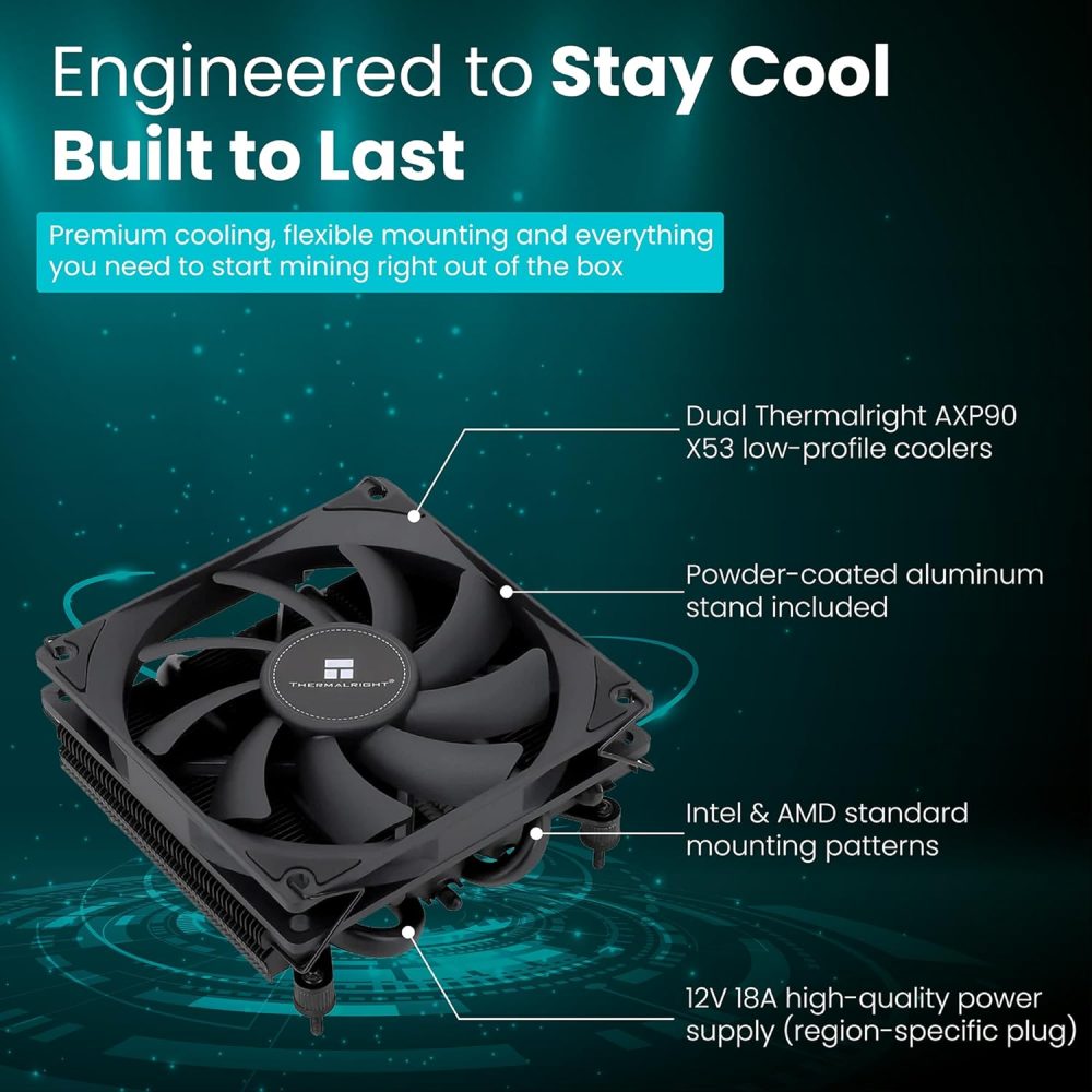 NerdOctaxe Gamma 9.6 TH/s Bitcoin ASIC Miner – Open-Source Home Miner with BM1370, Wi-Fi & USB-C, Complete Kit, Power Supply & Stand - Image 5