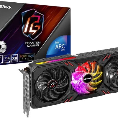 ASRock Intel Arc A770 Graphics Phantom Gaming 16G OC 2200 MHz 17.5 Gbps 256-bit GDDR6 7680x4320 DisplayPort HDMI 0dB Silent Cooling Video Card