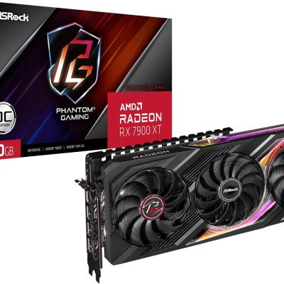 ASRock AMD Radeon™ RX 7900 XT Phantom Gaming 20GB OC Graphics Card 320 Bit 7680 x 4320 0dB Silent Cooling 3 x DisplayPort™ 2.1 GDDR6 1 x HDMI™ 2.1 20Gbps PCI Express 4.0