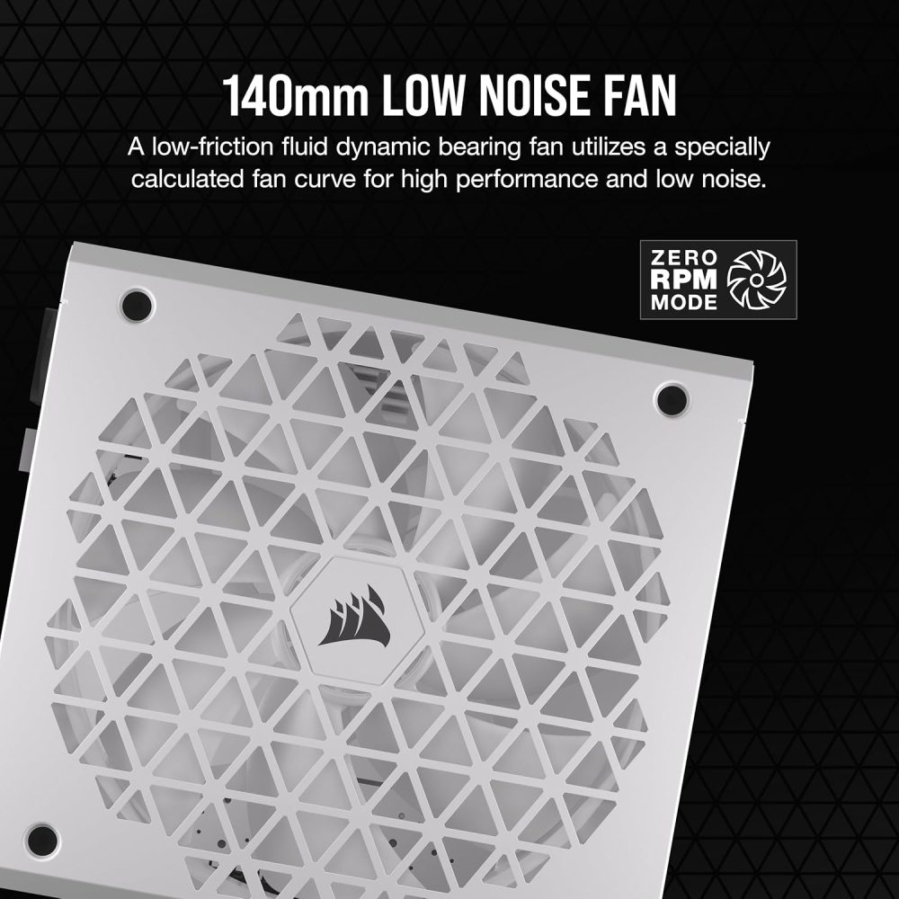 CORSAIR RM750x Shift Fully Modular ATX Power Supply - 80 Plus Gold - ATX 3.1 - PCIe 5.1 - Zero RPM - Side Interface - White - Image 6