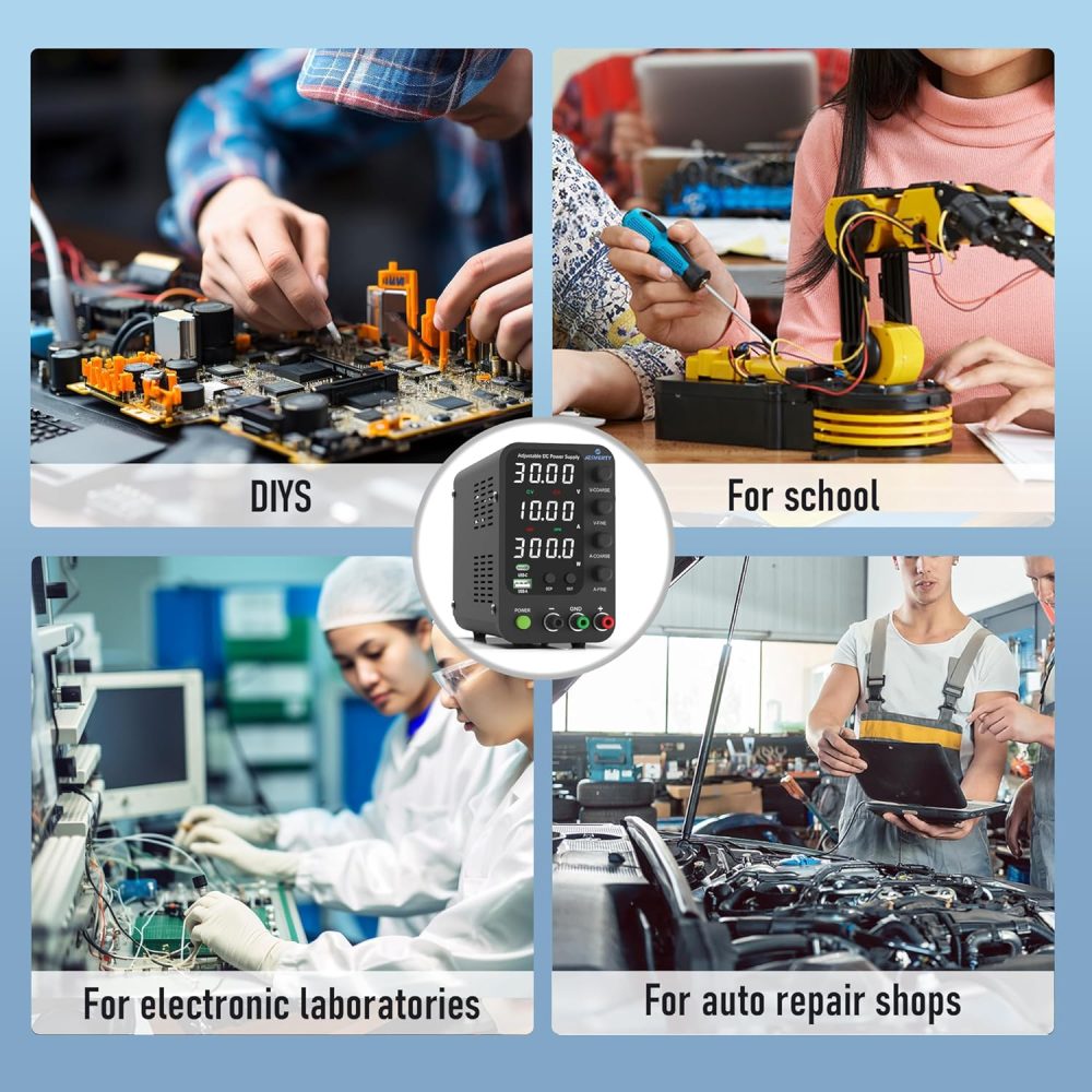 DC Power Supply Variable, 0-32V 0-10A Switching Bench Power Supply with 20W USB & Type-C Quick-Charge, Encoder Corase & Fine Adjustment Knob, Output Switch, 4-Digit LED Display - SPS-3010V - Image 6