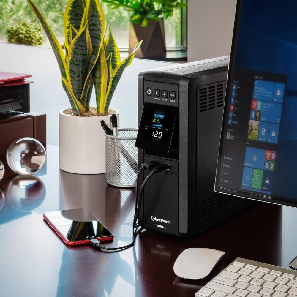 CyberPower CP1500PFCLCD PFC Sinewave UPS Battery Backup and Surge Protector, 1500VA/1000W, 12 Outlets, AVR, Mini Tower; UL Certified - Image 6