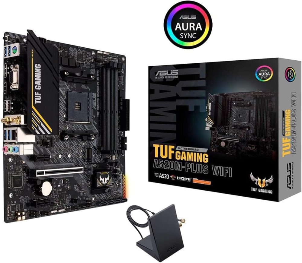 Micro Center AMD Ryzen 5 5500 Desktop Processor with ASUS TUF Gaming A520M-PLUS (WiFi) AM4 microATX Motherboard (M.2 Support, 802.11ac Wi-Fi, DisplayPort, HDMI) - Image 6