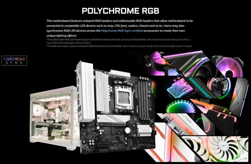 ASRock AMD B850M Pro RS WiFi 6E Socket AM5 Ryzen 9000, 8000 and 7000 Series DDR5 B850 up to 8000+ (OC) MHz 256GB Micro ATX Motherboard M.2 SATA3 6.0 Gb/s PCIe 5.0 Realtek 2.5G LAN BIOS Flashback - Image 6