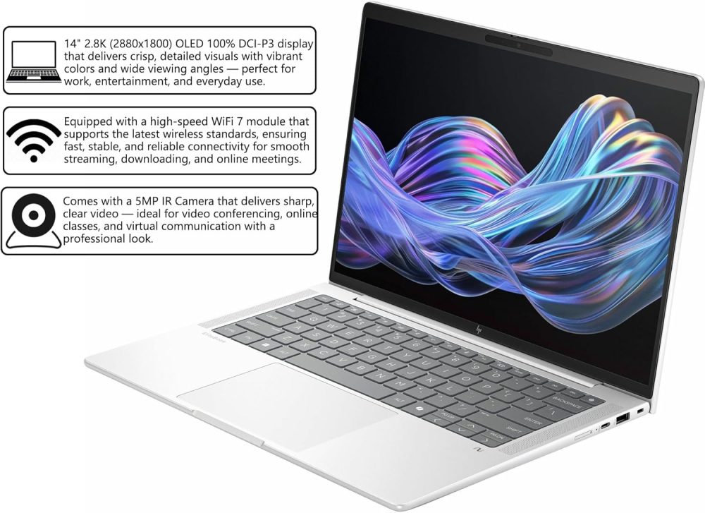 HP EliteBook X G1a AI Laptop | 14" 2.8K OLED Touchscreen | AMD Ryzen AI 9 HX PRO 375 (55 NPU Tops) | 32GB DDR5 2TB SSD | Copilot+ PC for Creator Business Professional Win11 w/DLCA Accessory - Image 6