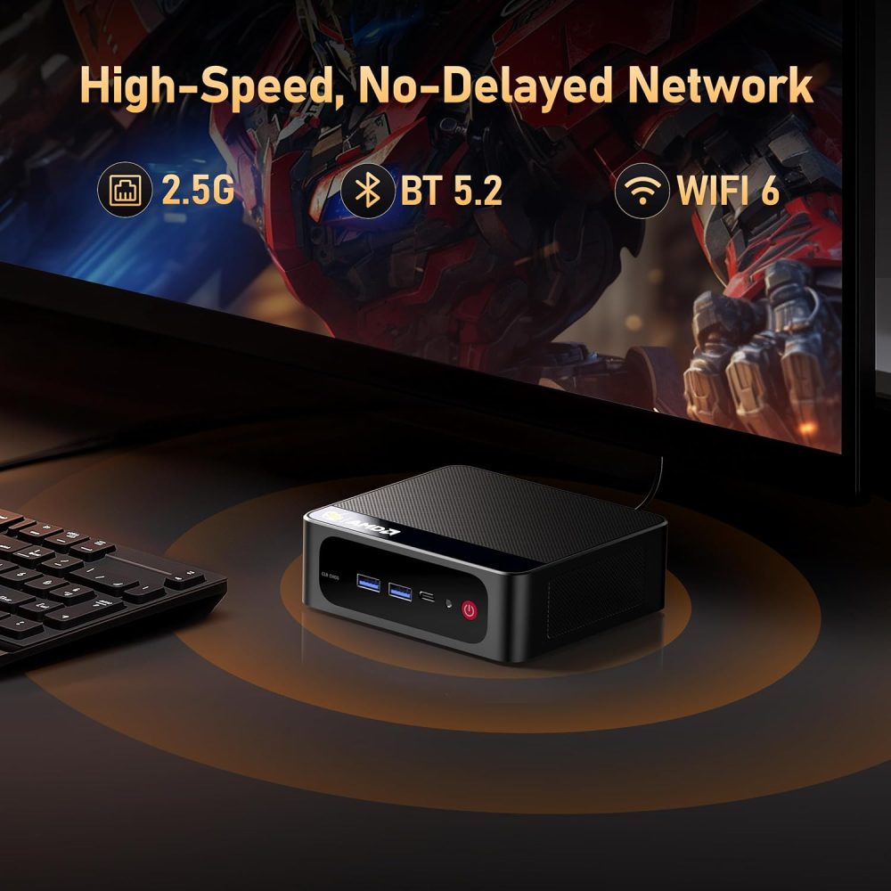 Beelink Mini PC, AMD Ryzen 5500U (6C/12T, Up to 4.0GHz), 16GB DDR4 500GB M.2 NVME SSD, Mini Computer Support 2.5G LAN/Triple Display/USB3.2/WiFi6/BT5.2 Home/Office Micro Desktop Computer - Image 6