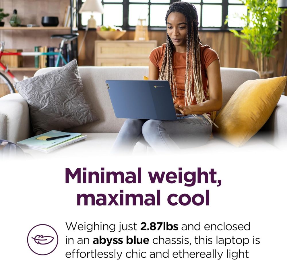 Lenovo IdeaPad Slim 3 Chromebook - 2024 - Lightweight Laptop - Waves MaxxAudio® Speakers - 14" HD Display - 720p Camera - 4GB Memory - 64GB Storage - MediaTek Kompanio 520 - Abyss Blue - Image 6