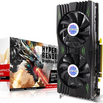 HyperRender RX 580 Graphics Card 8GB 2048SP GDDR5 256 Bit PC Gaming Video Card Computer Graphics Boards 3*DP 1*HDMI PCI Express 3.0 with Freeze Fan Stop for Desktop Computer GPU for Gaming PC