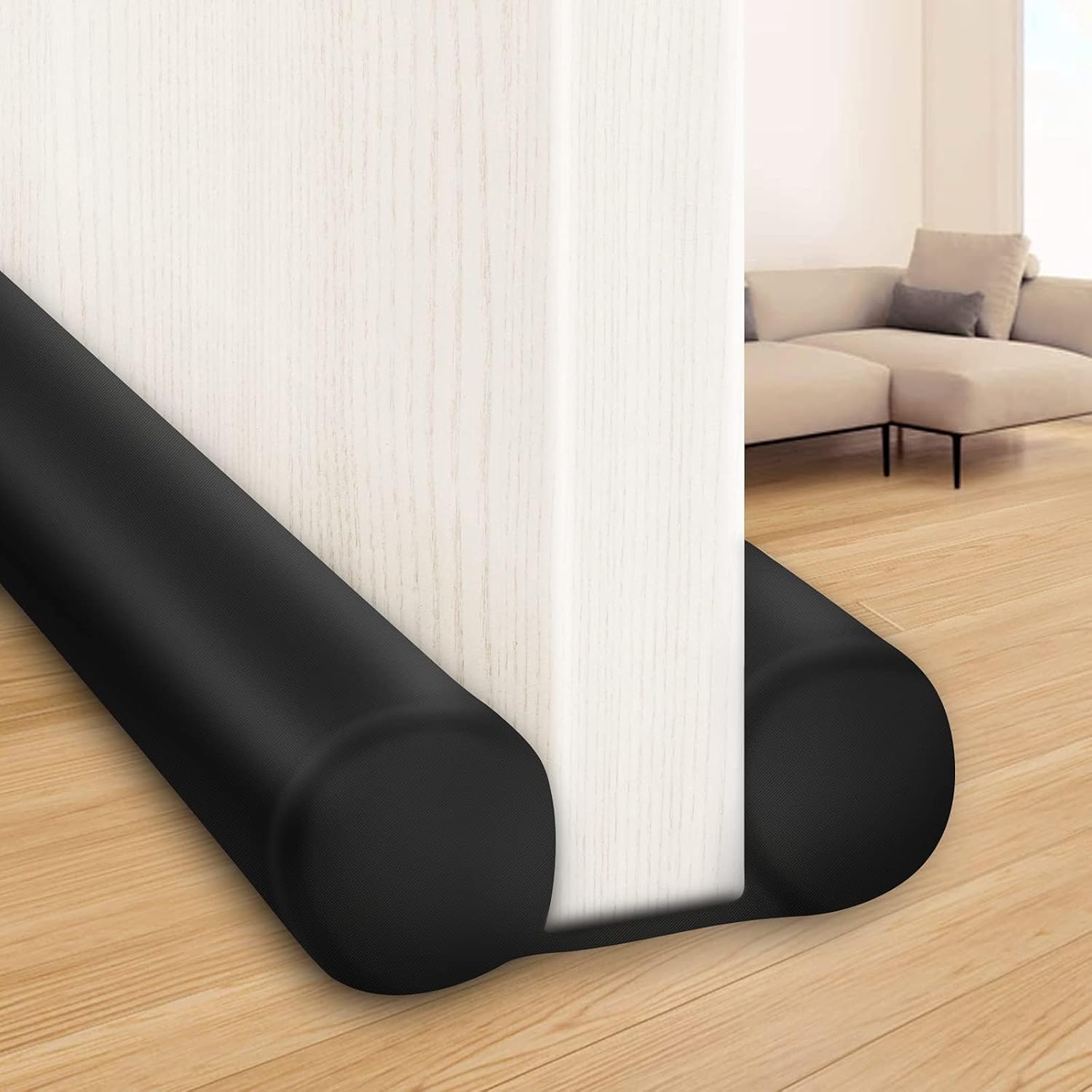 MAXTID Large Door Draft Stopper for Bottom of Doors 36” Under Door Sweep Noise Blocker Black Gap Stoppers Adjustable Doors Seal Sweep Guard Draft