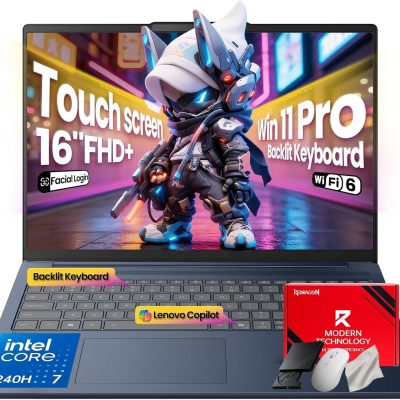 Lenovo IdeaPad Touchscreen Business Laptop - 16 Inch FHD+(1920X1200) - Intel 10-Core 7 240H(Beat Ultra 7 255U) - Facial Login IR Cam - Backlit KB - Win 11 Pro - Redragon Bundle(32GB DDR5 | 1TB SSD)