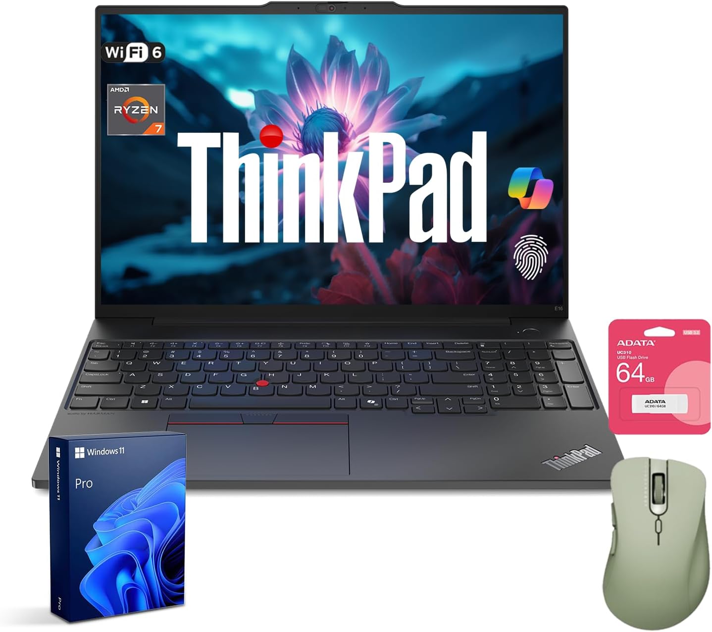 Lenovo ThinkPad E16 Gen 2 Laptop | 16" FHD+ | AMD Ryzen 7 7735U | 32GB DDR5 RAM | 1TB SSD | Fingerprint | Backlit Keyboard | | Webcam | HDMI | Wi-Fi 6 | Windows 11 Pro | Black | with Bundle Set